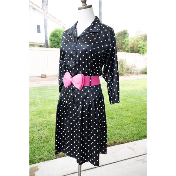 Black and White Polka Dot Pin Up Girl Dinner Swing Retro Dress Halloween - Picture 5 of 9